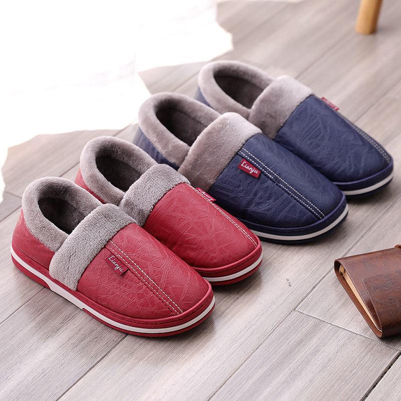 Women's & Men's Two-color Sole Thermal Home Wear Platform Cotton House Slippers