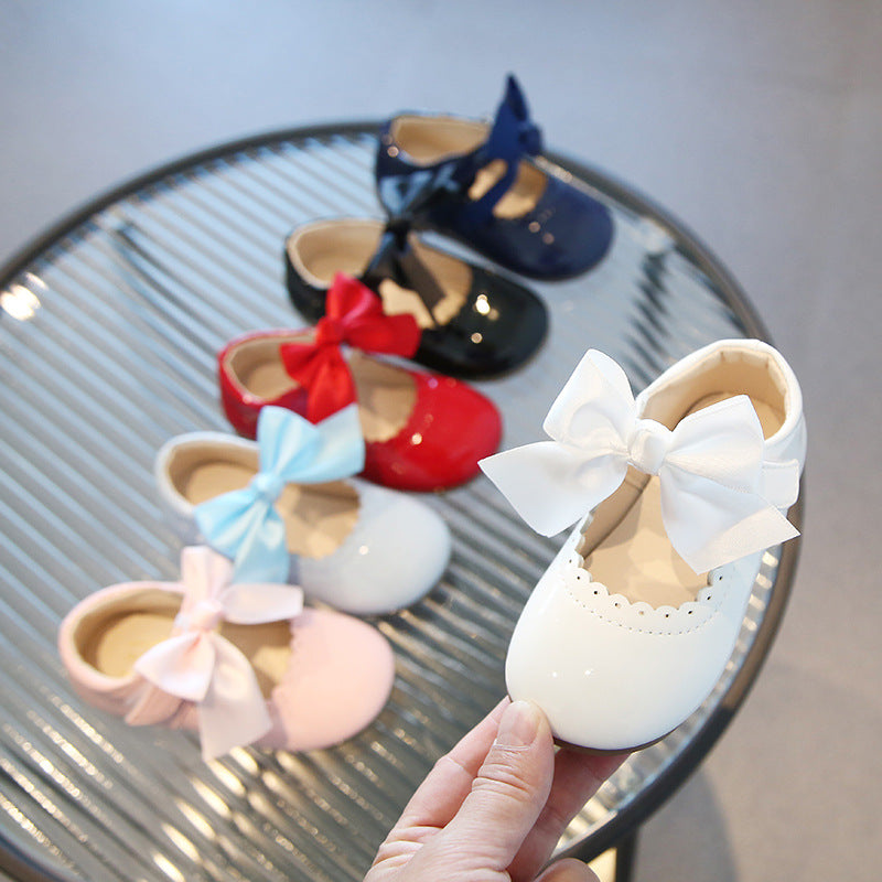 Cute Bow Pumps Korean Princess Versatile Leather Shoes