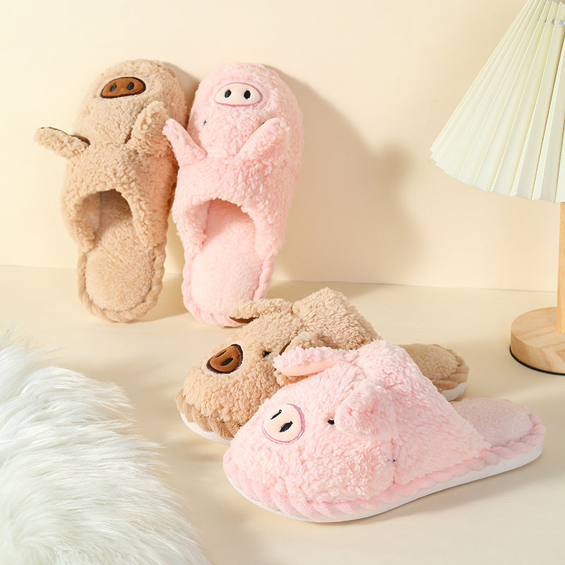 Female Winter Interior Home Furry Couple Warm Slippers