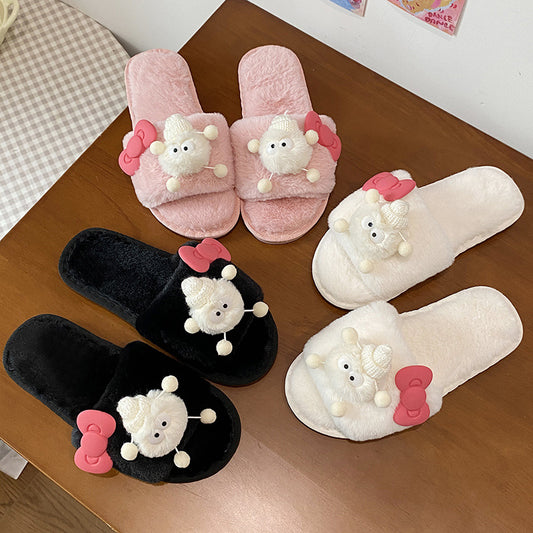 Cartoon Cute Little Briquette Cotton Female Fleece-lined Slippers