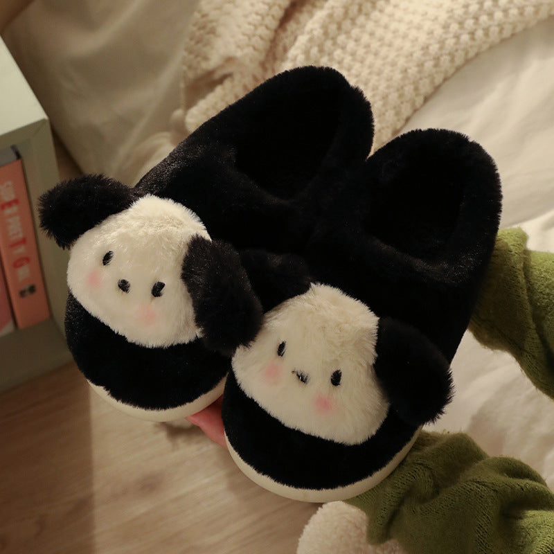 Women's & Men's Indoor Cute Dog Warm Couple Plush Cotton House Slippers