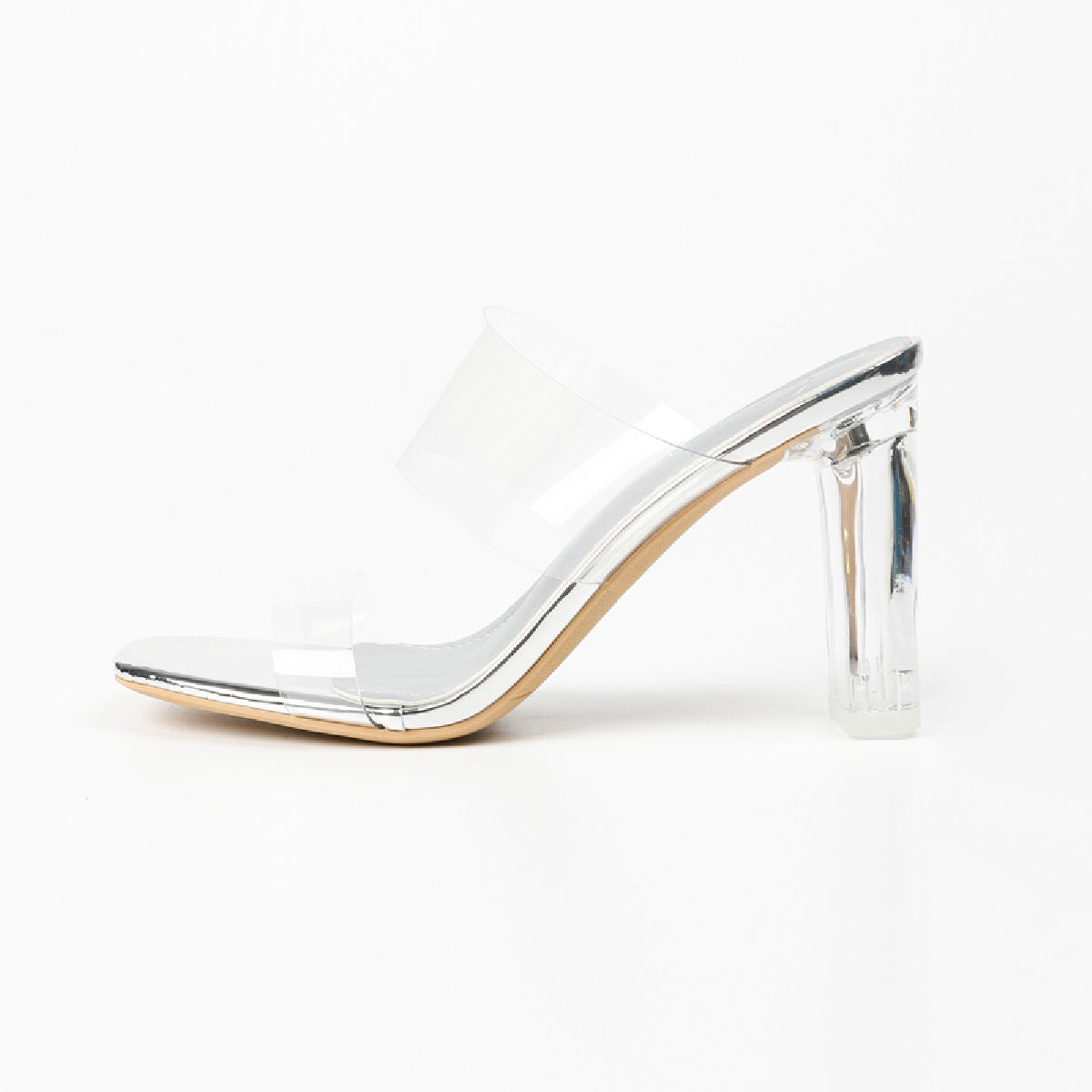 Transparent Fairy Style Chunky Crystal Square Heels