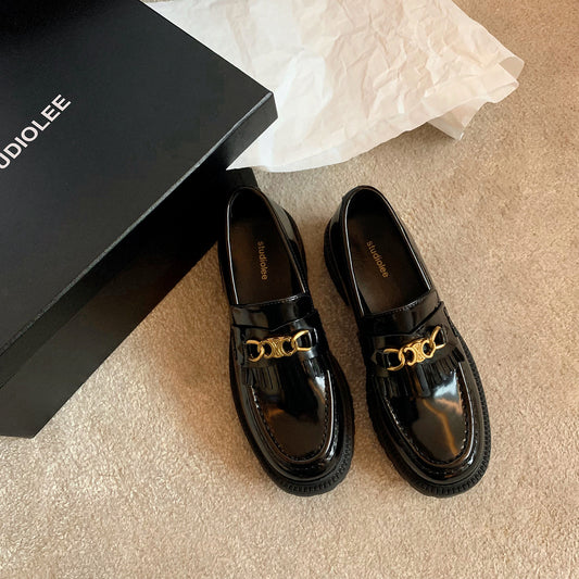 British Style Slip-on Tassel Chunky Platform Loafers