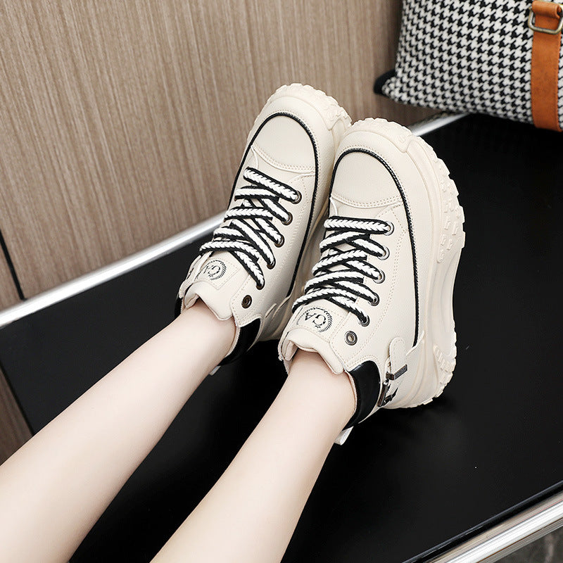 Women's Matching Autumn Breathable Increased Platform Sports Sneakers