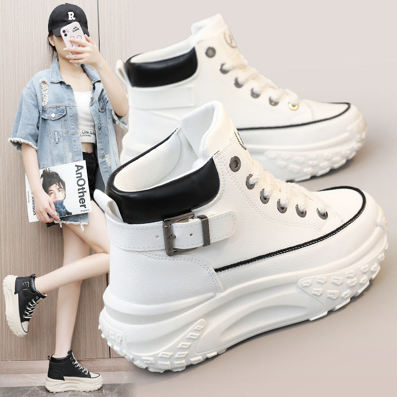 Women's Matching Autumn Breathable Increased Platform Sports Sneakers