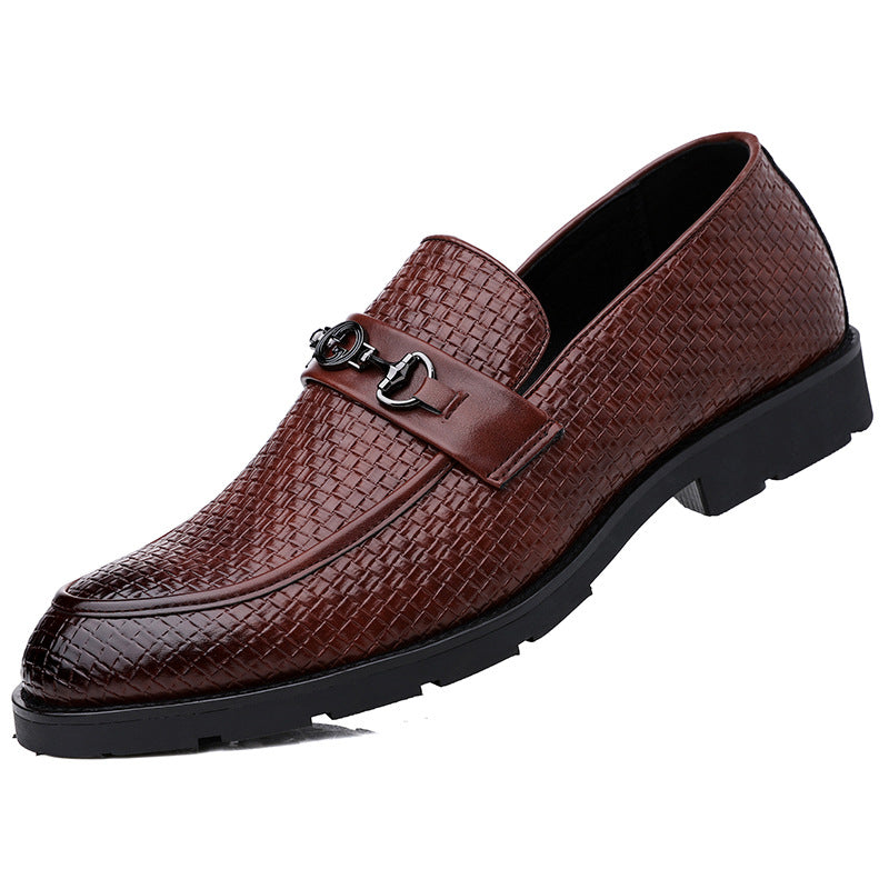 Men's Woven Slip-on Plus Size Business Leather Shoes