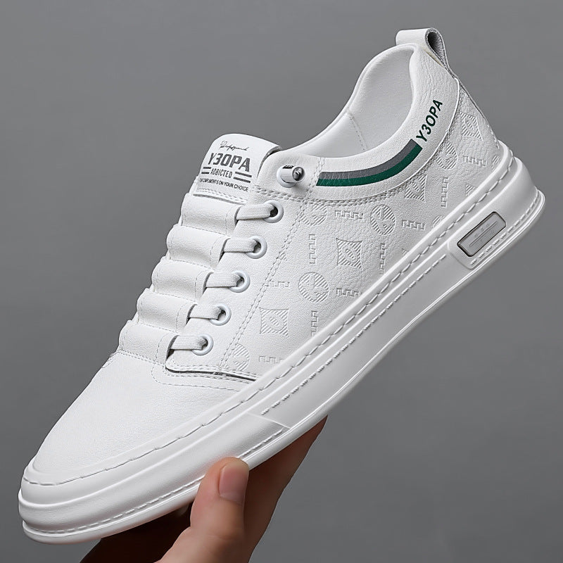 Men's Genuine Sports Board Fashionable White Leather Shoes