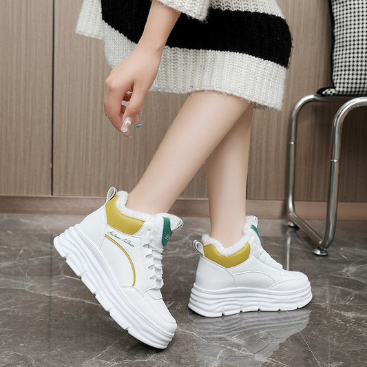 Women's Real With Fleece Lining Hidden White Sneakers