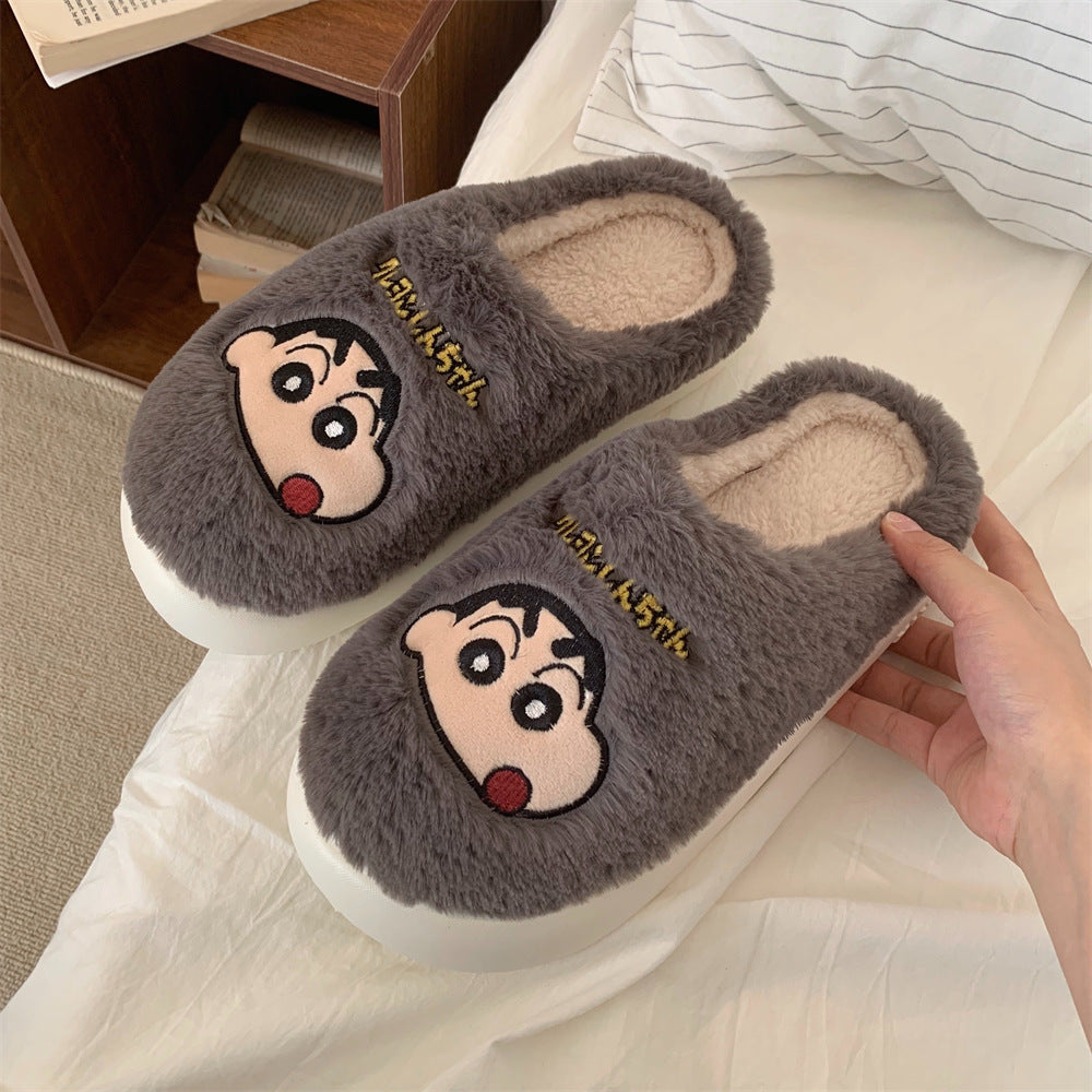 Warm Joint Name Crayon Cotton Plush Home Indoor Soft House Slippers