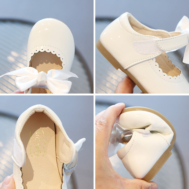 Cute Bow Pumps Korean Princess Versatile Leather Shoes