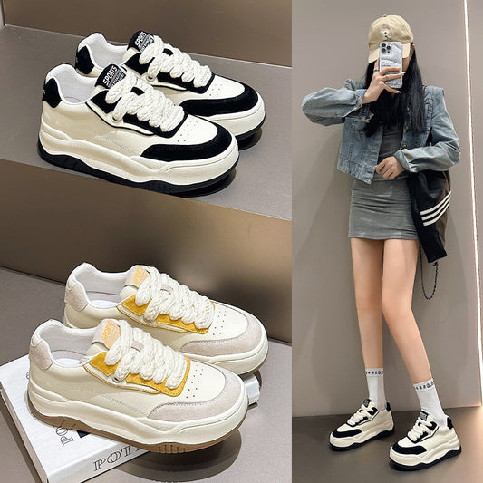 Women's Spring White Thick Bottom Color Matching Sneakers