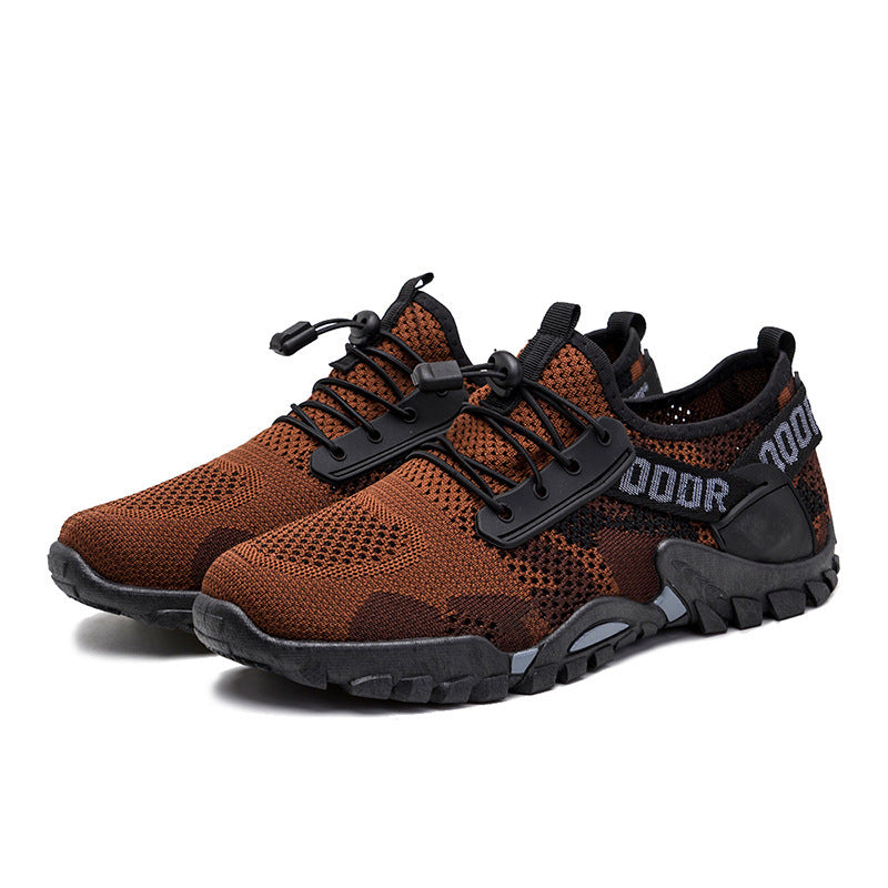 Men's Spring Outdoor Climbing Hiking Camouflage Travel Flying Woven Sneakers