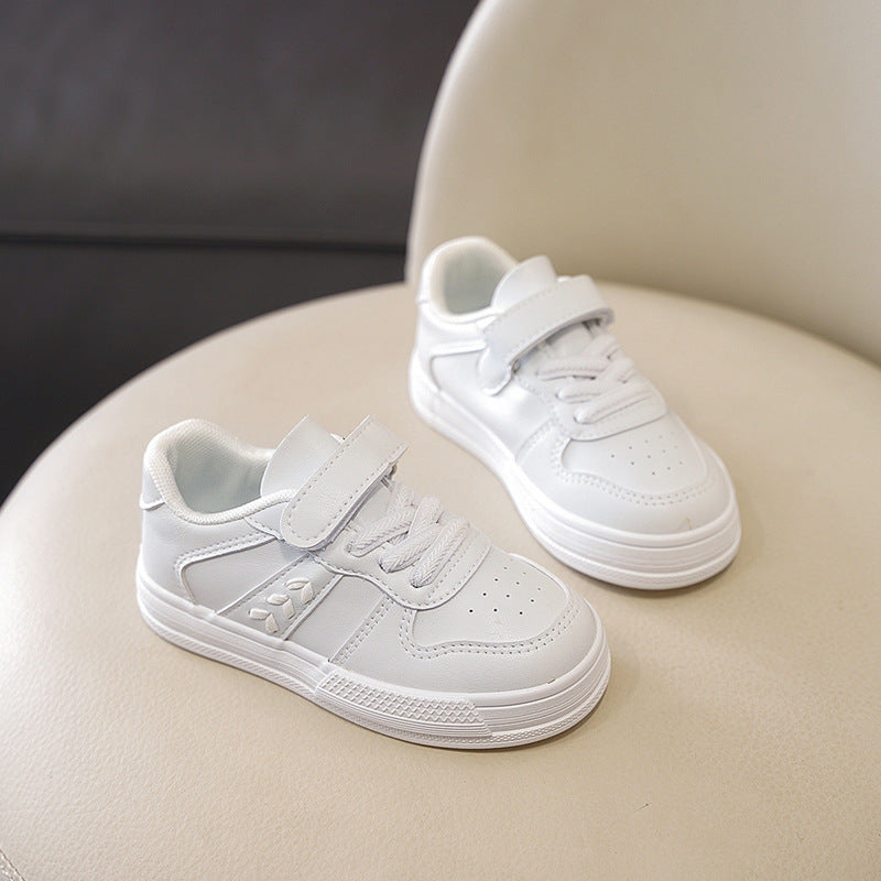 Children's White Korean Style Small Medium Large Boys Casual Shoes