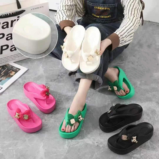 Graceful Platform Bow Bear Deodorant Slip-on Heels