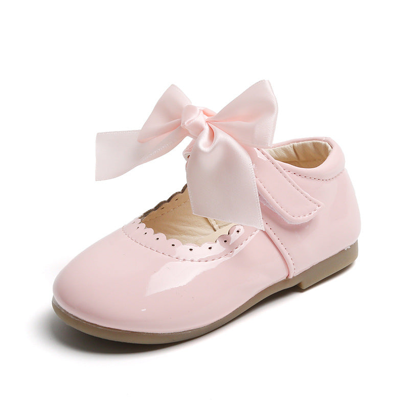 Cute Bow Pumps Korean Princess Versatile Leather Shoes